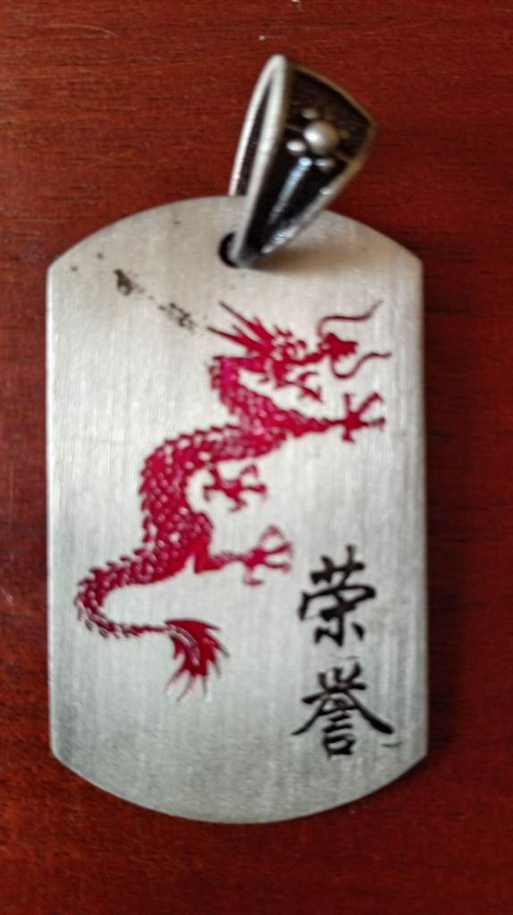 Vintage 1998 Disney Mulan Mushu Dog Tag Pendant Necklace