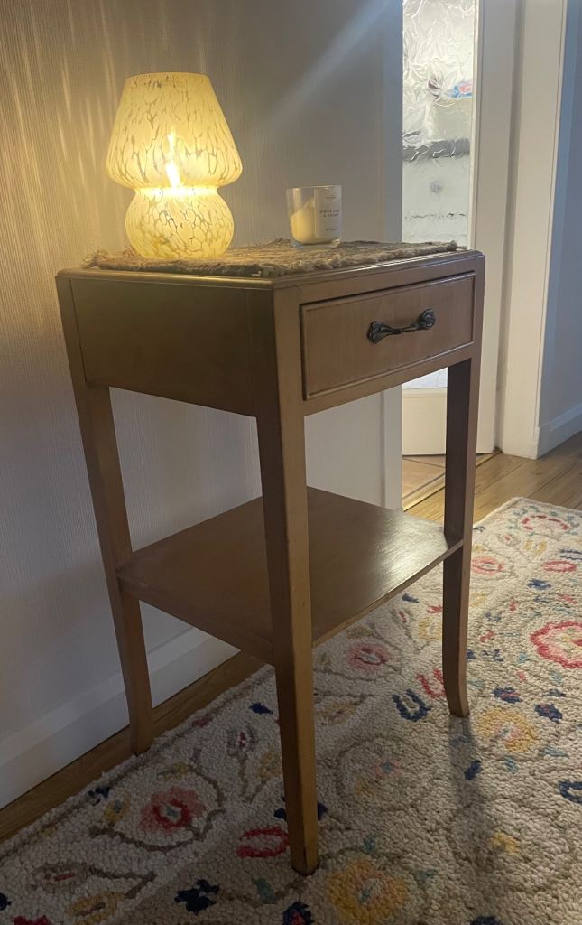 Vintage Real Wood Hall Side Bedside Table Cabinet with drawer and shelf