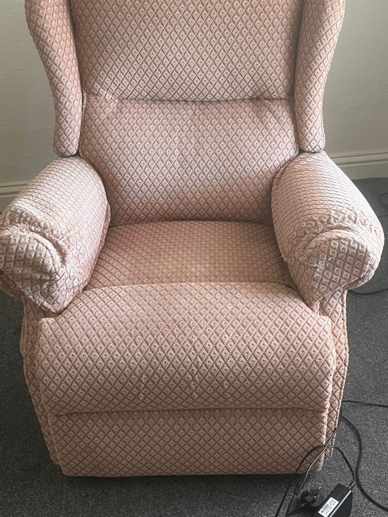 Pink Fabric Recliner Chair - Good Condition