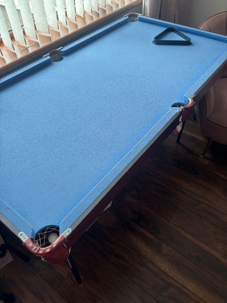 Blue Pool Table with Accessories – Good Condition