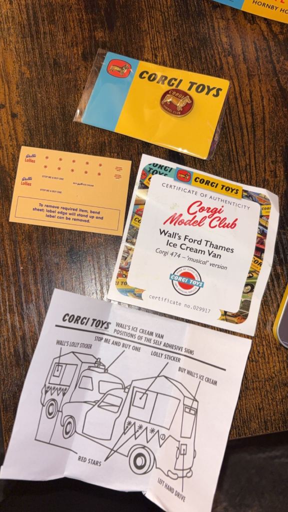 Corgi collectibles, ice cream van, figures, stickers. Badge , £40.00 ...
