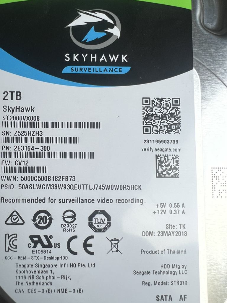 CCTV surveillance hardrive 2tb Skyhawk nvr dvr 