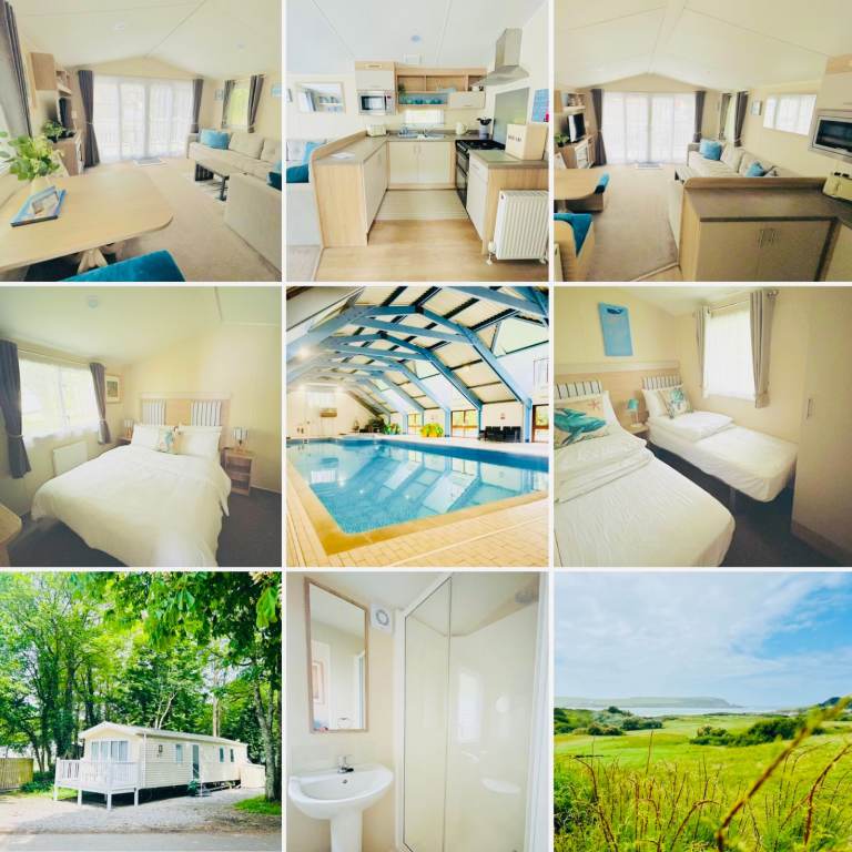 Holiday Caravan in Cornwall for hire School Holidays near beaches indoor pool 2 bedrooms