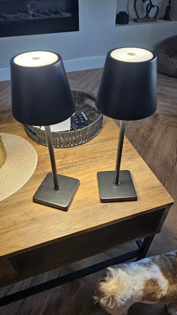 Two Black Rechargeable Table Lamps – Good Condition, Modern Look