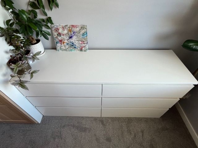 malm white oak dresser chest of 6 drawers, stained veneer, 160x78 cm $30 IKEA MALM Checkerboard Redo