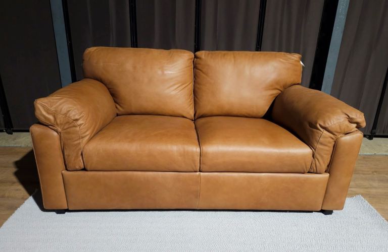 Leather 2 Seater Sofa - Tan. RRP: £880