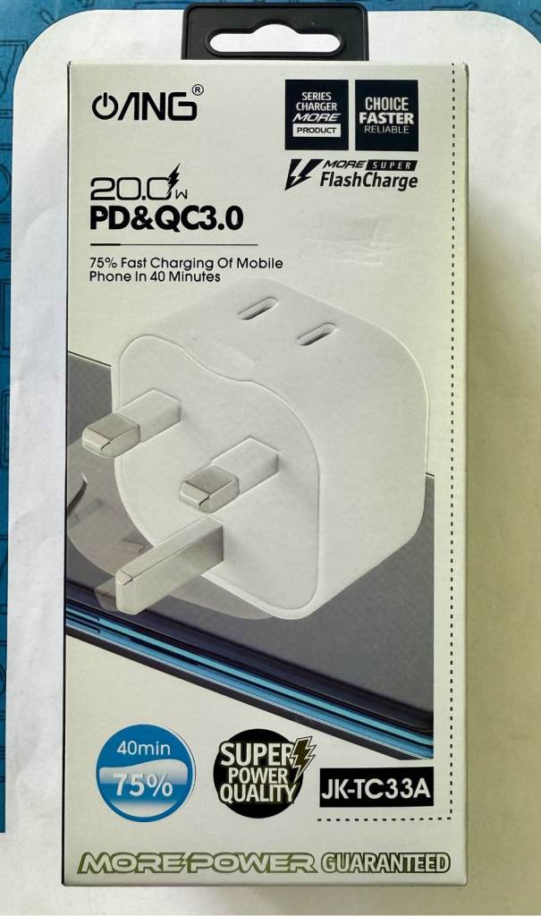 ANG JK-TC33A Dual PD 20W Fast Plug Charger