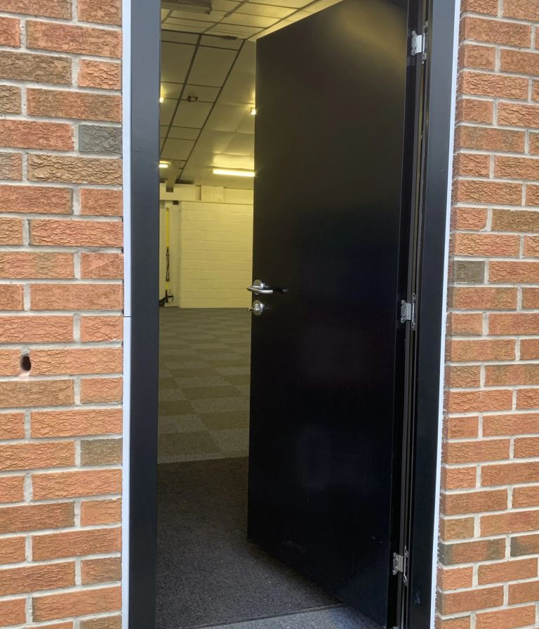 Steel External Security Door - Jet Black (940 x 2035mm) - RH Hinge Open Out