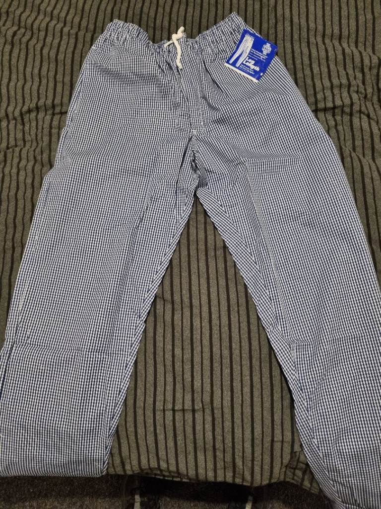 Chef trousers blue checked size medium bnwt