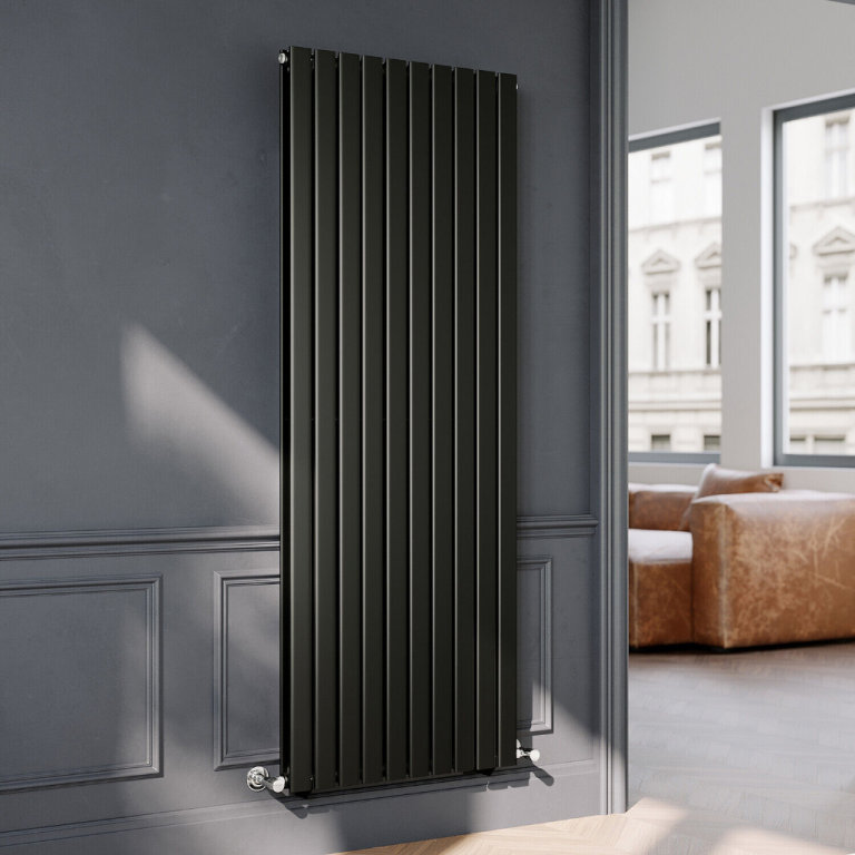 New Double Black Flat Panel Vertical Radiator 1800 x 680mm RRP £475 Our Price £285