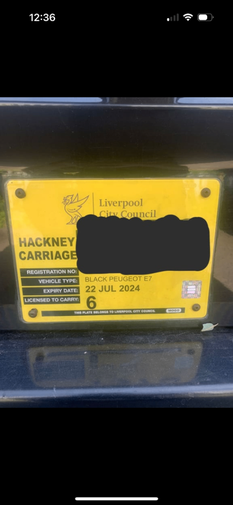 £3499 Liverpool taxi plate for sale