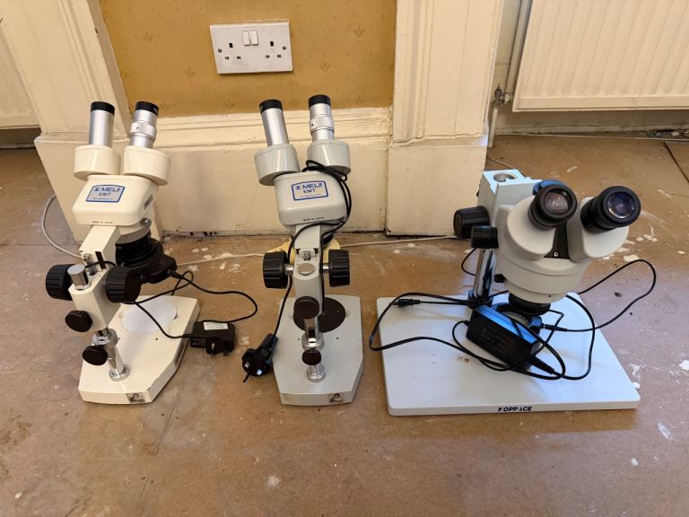 3 MEIJI EMT Stereo Microscopes - Good Condition