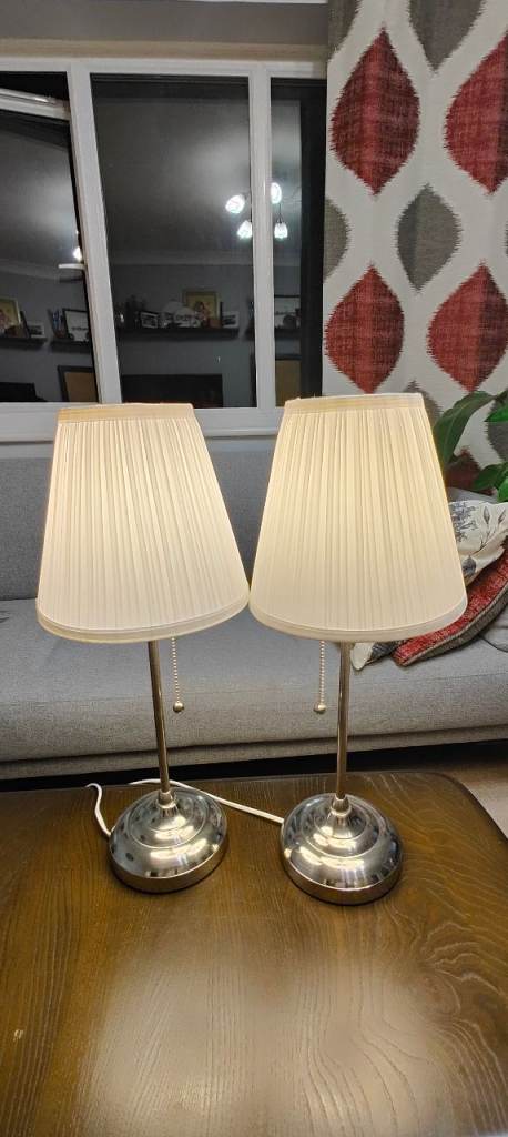 Pair of Classic Style Table Lamps with Pleated Shades