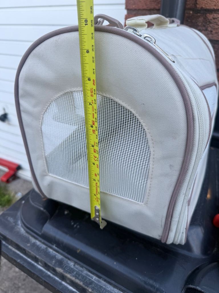 Small Pet Carrier - Cream/Grey Mesh, Used but exc condition 