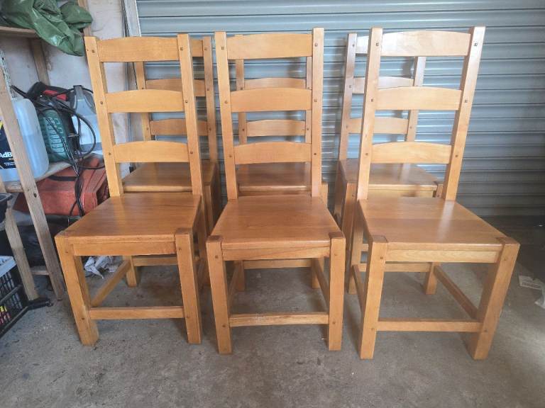 Set of 6 high back solid wood dining chairs £40