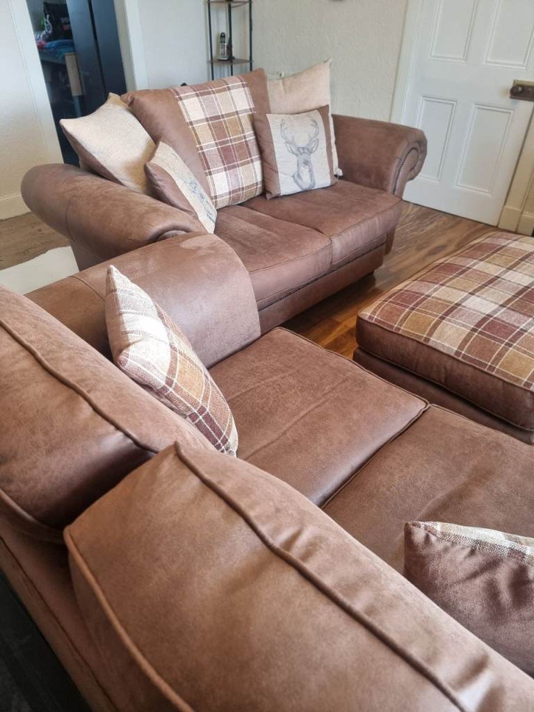 2 x 2 Seater sofas and large footstool.