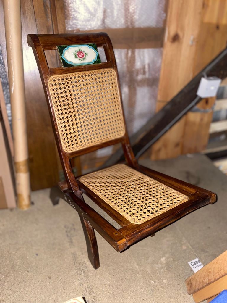 2 x folding vintage shabby chic hardwood small / children’s chairs 