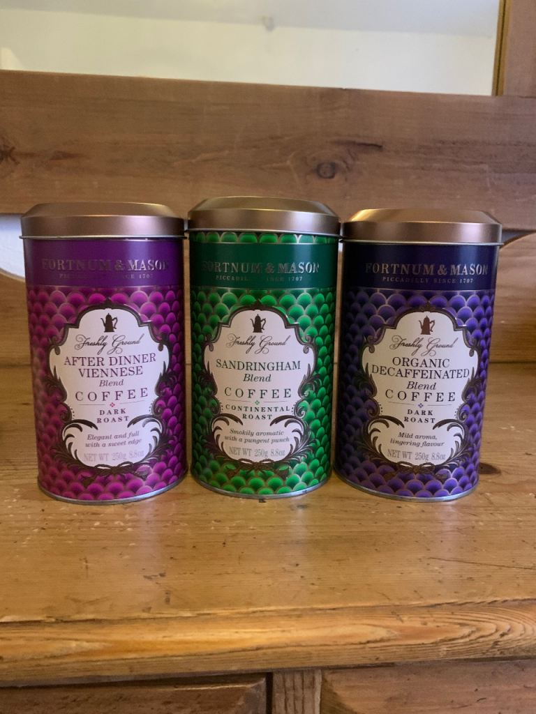 3 Fortnum & Mason storage tins, coffee