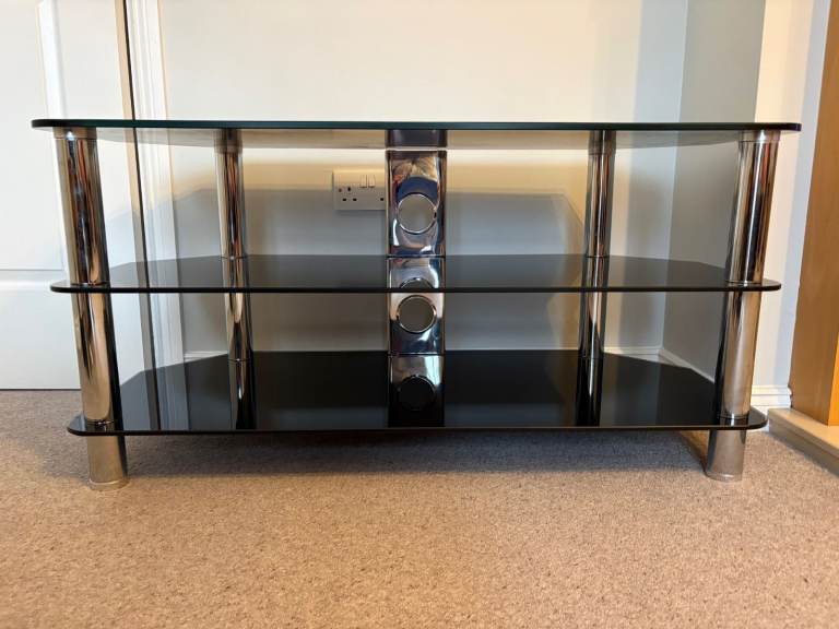 Black glass and chrome TV stand (exc. condition)