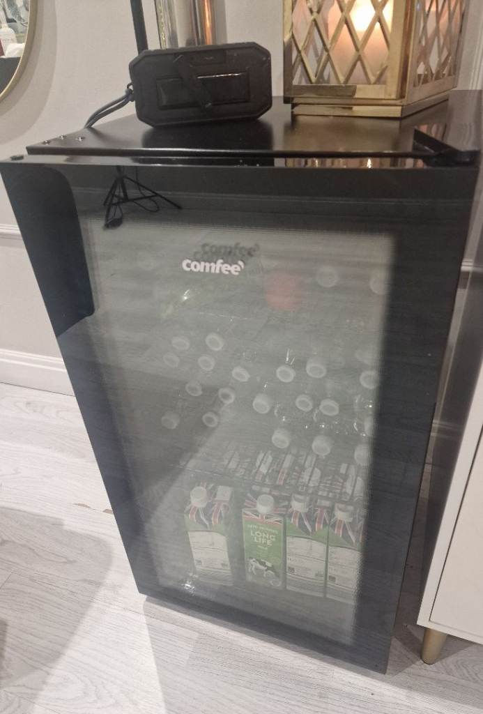 Black Cooler Fridge & Metal black Shelves 