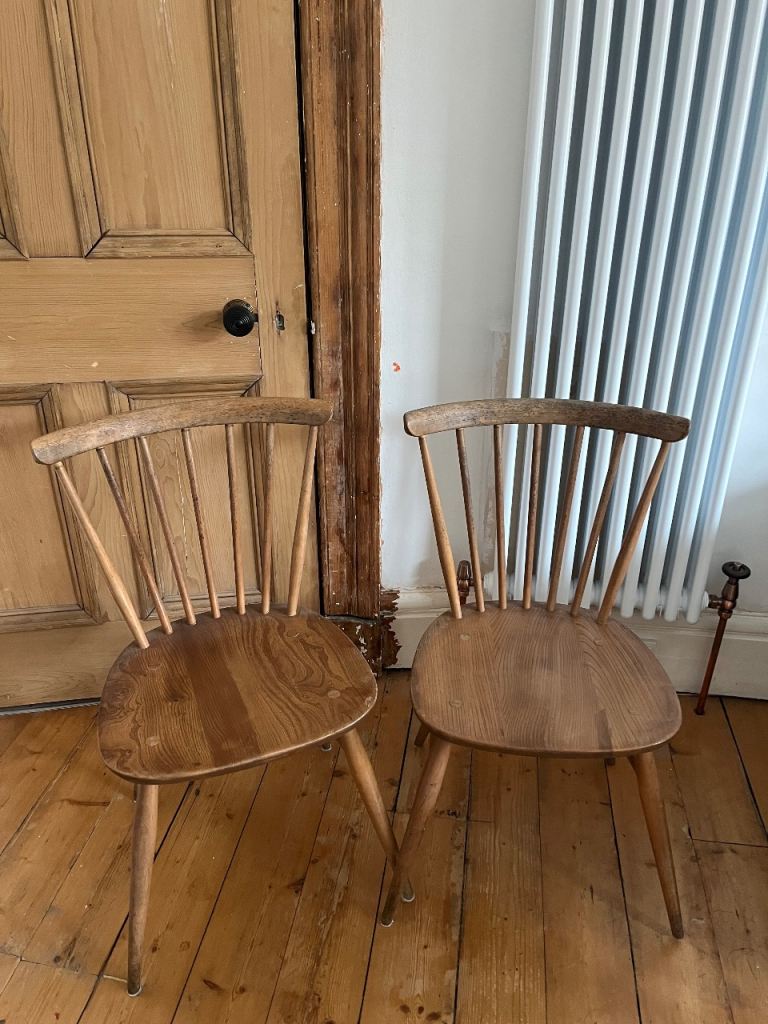 Mid-century Ercol dining chairs (x2)