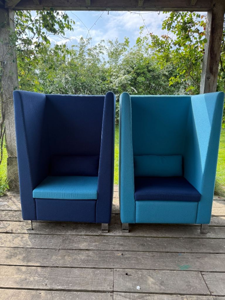 Pair of Sven Christiansen Acoustic Pod Chairs- High Back Privacy Booth - Personal Office -