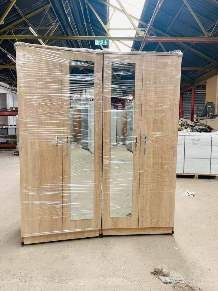 Oak Two door wardrobe with full mirror 