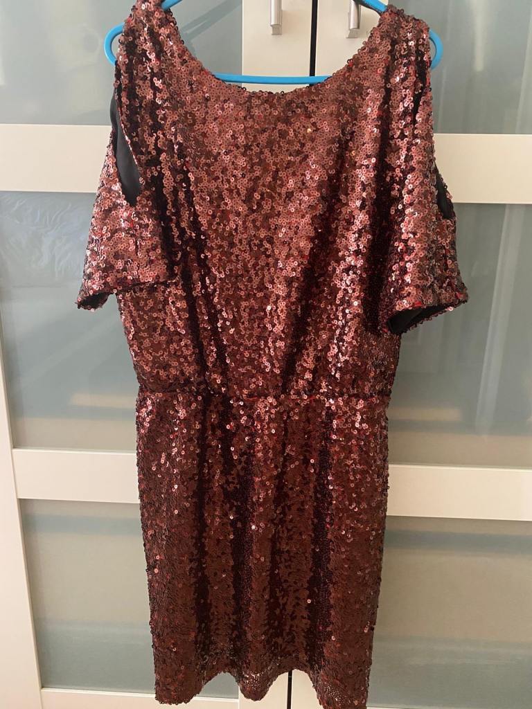 WAREHOUSE BROWN SEQUIN DRESS SIZE 12
