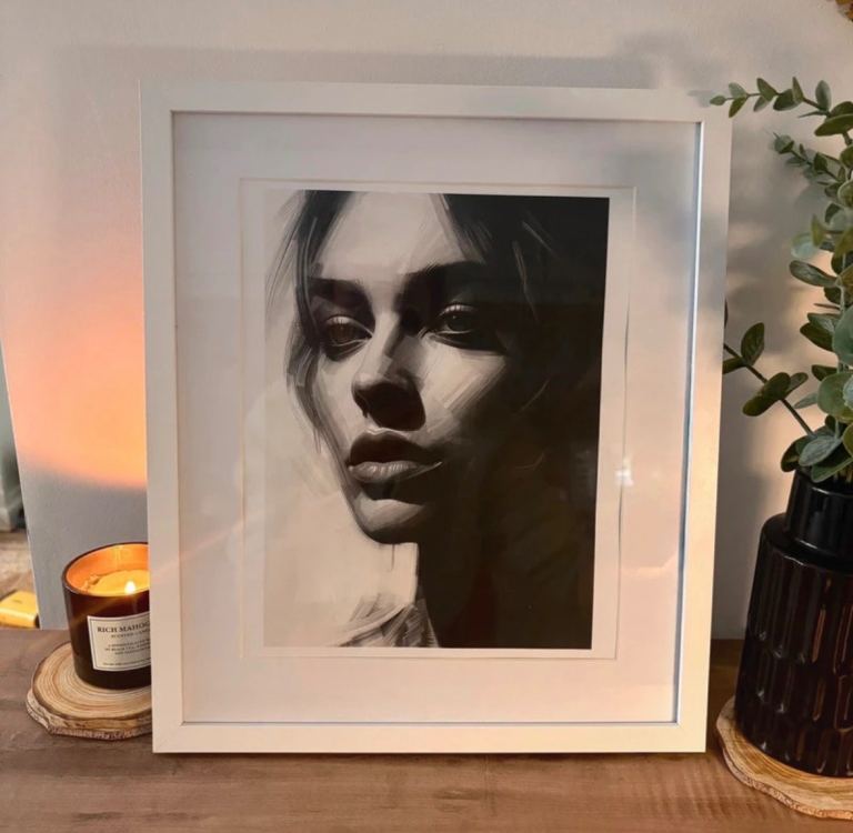 Framed Intimate Female Portrait — Her Eyes Are a Window to Her Soul 