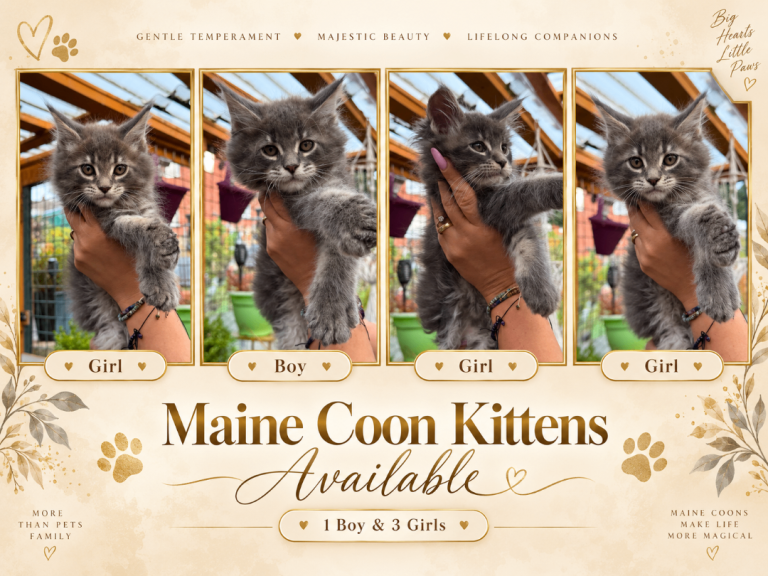 GCCF Fully Registered Maine Coon Kittens – 3 Girls & 2 Boys 🐾