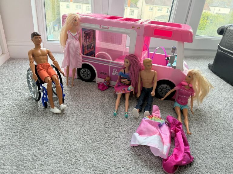 Barbie campervan dolls and accessories 
