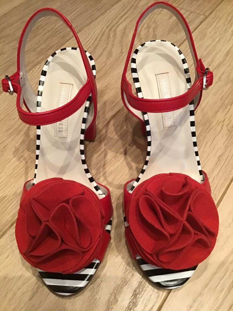 Lulu Guinness Red Flowers Celeste Sandals