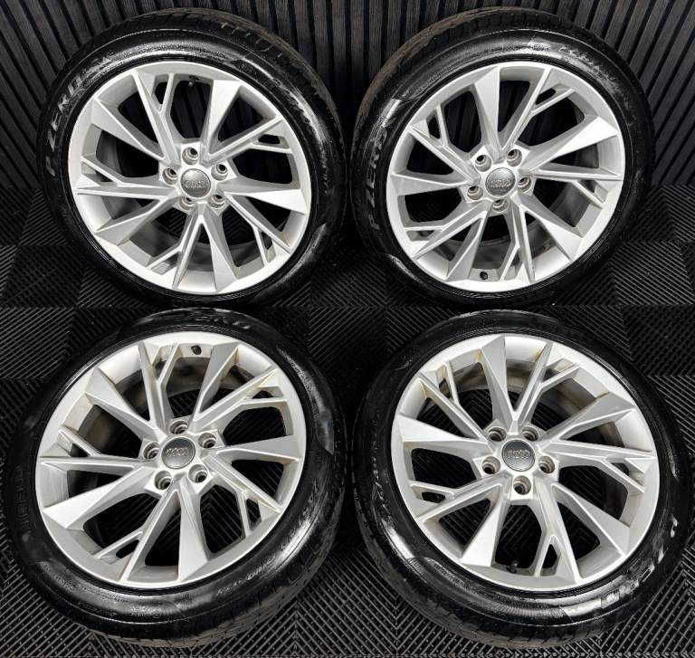 18" GENUINE AUDI A5 SILVER MULTISPOKE ALLOY WHEELS ALLOYS TYRES