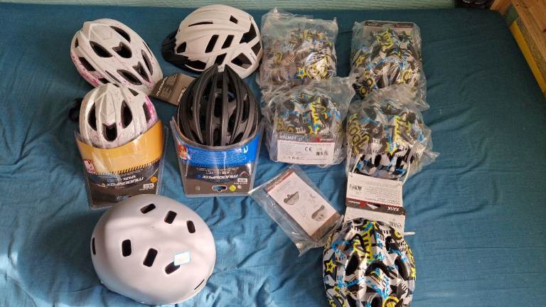 Job lot of bicycle helmets