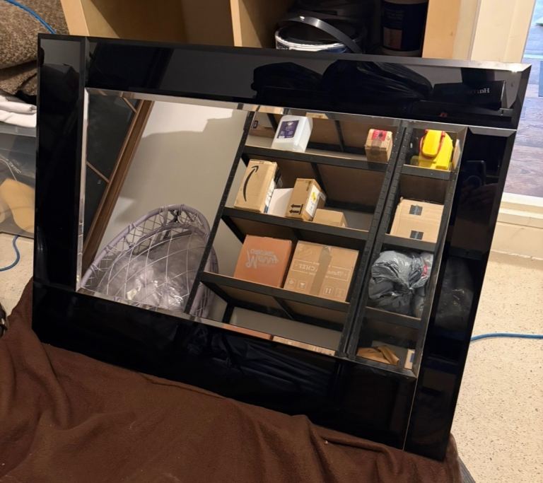 Large glass framed mirror 