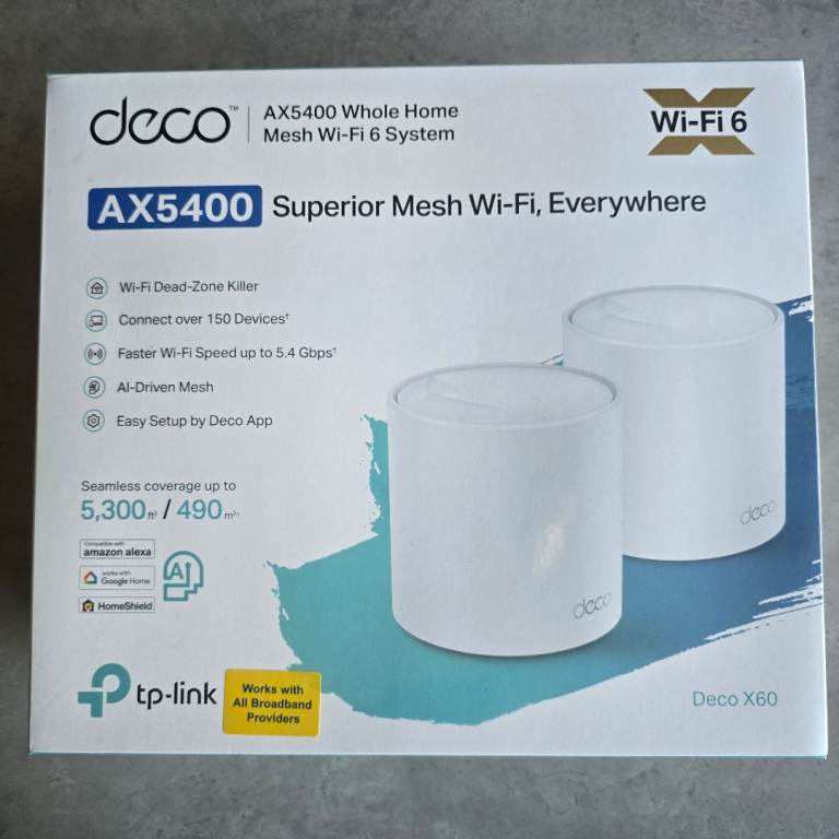 TP-Link Deco X60(2-pack) AX5400Mbps Whole Home Mesh WiFi 6 System