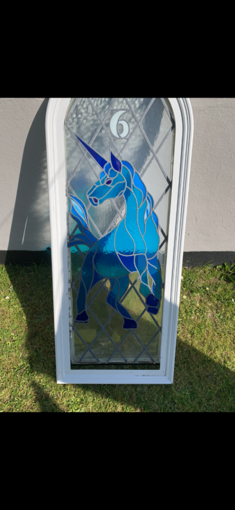 Lead glass blue unicorn horse 