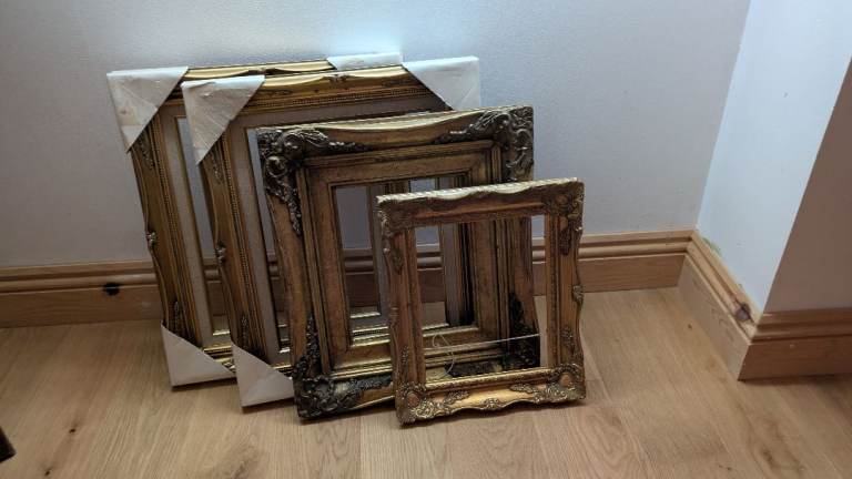 Set of 4 Ornate Gold Picture Frames – Various Sizes