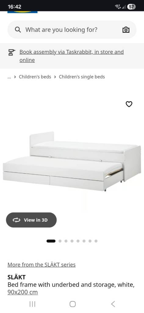 IKEA SLÄKT White Single Bed Frame with Trundle & Storage and mattresses