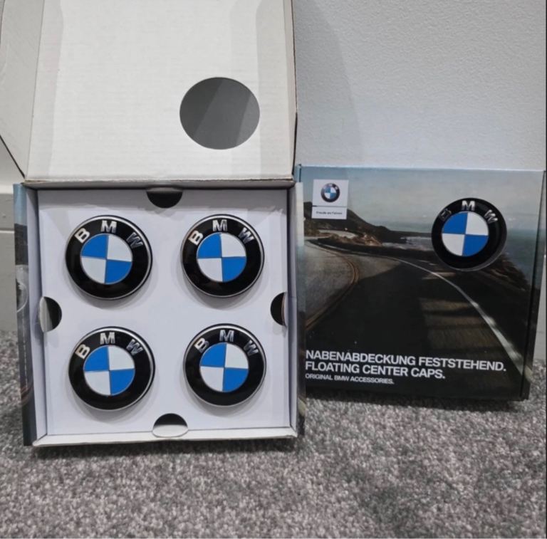 BMW Floating Centre Caps 56mm Set of 4 Self Levelling Wheel Badges OEM