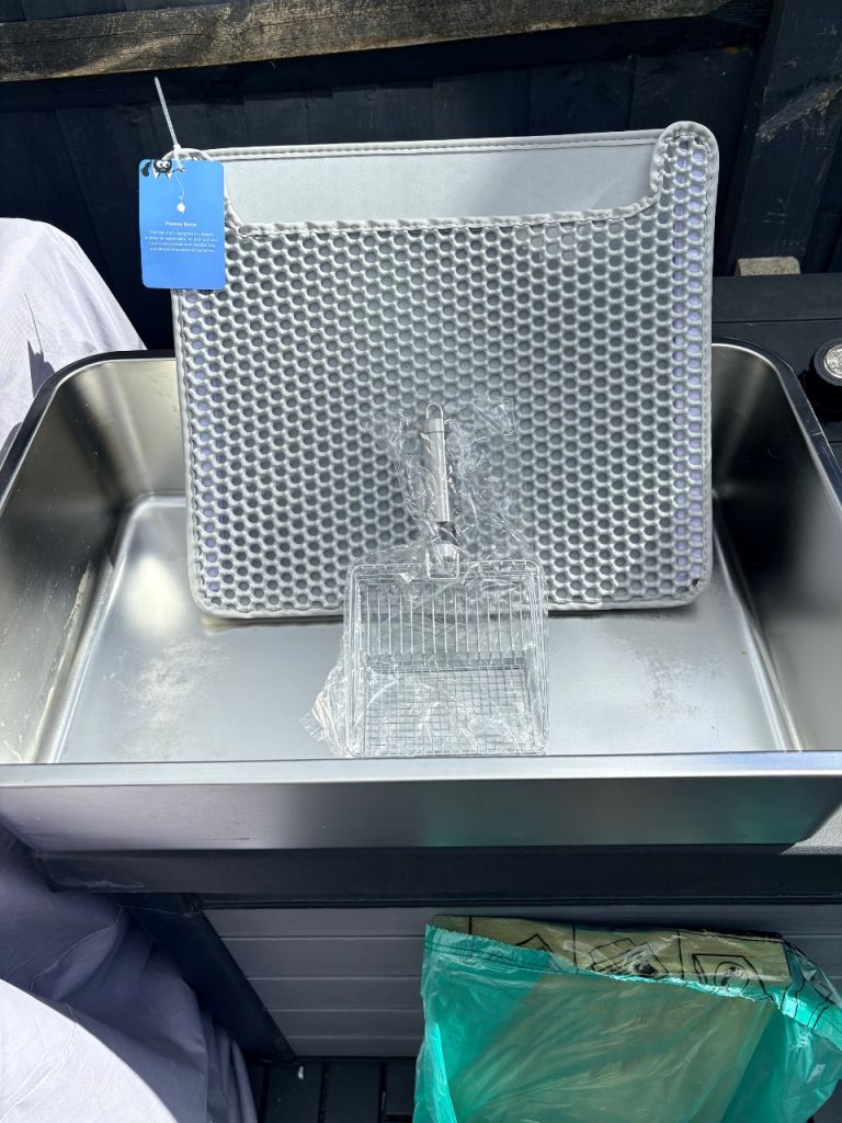 Litter tray large stainless steel 