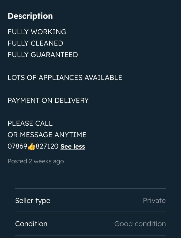 Beware of scammers selling appliances