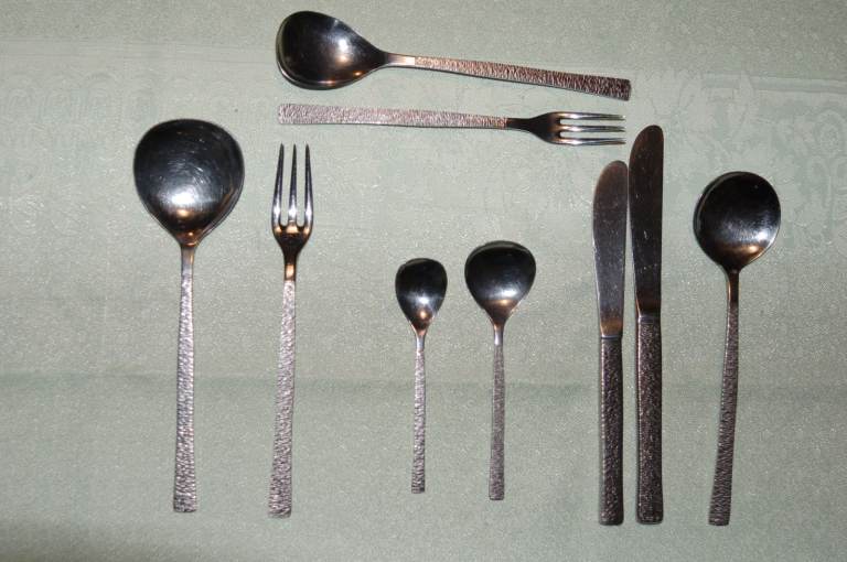 Viners Vintage 'Studio' Stainless Steel Cutlery, 'Bark Pattern', + Childrens' Version, VGC