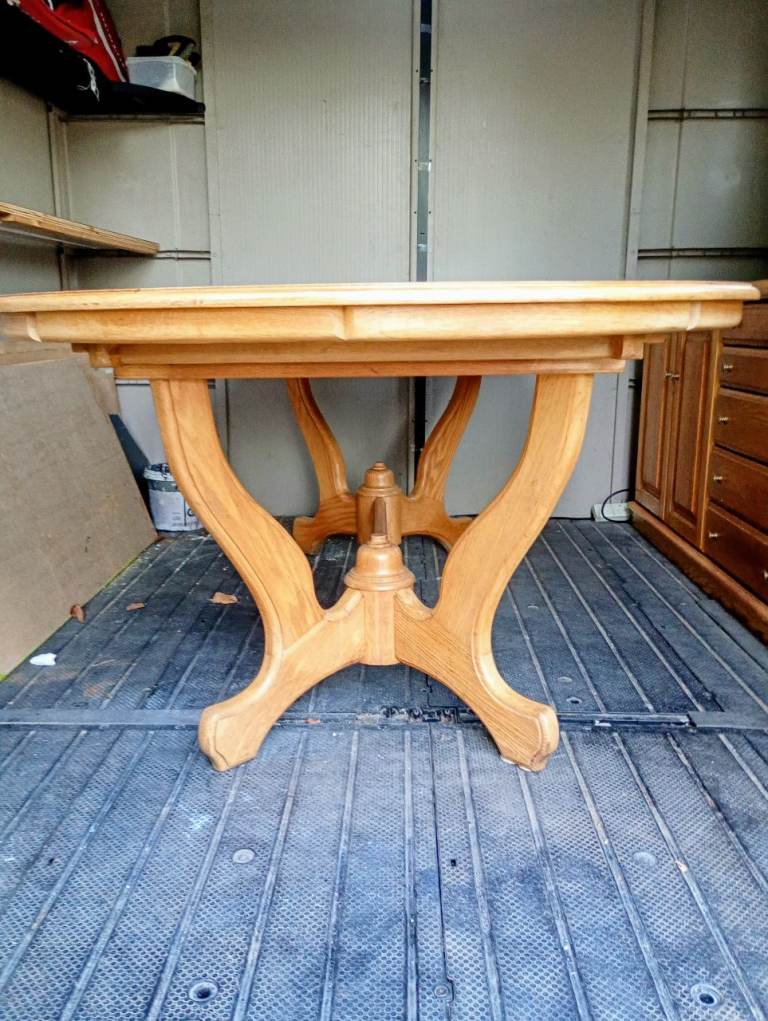 Retro 1970's Solid English Oak Extendable Oval Dining Table 