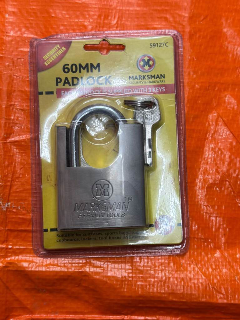60mm Heavy Duty Armoured Steel Padlock 3 Keys Half Wrapped Beam Shutter Lock