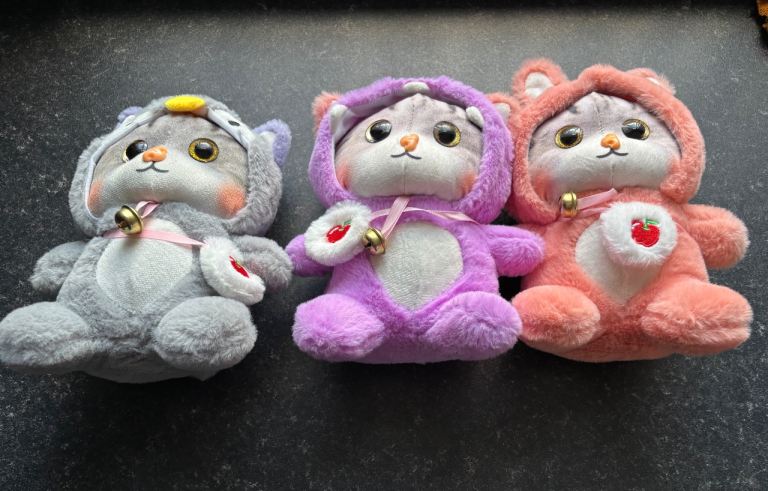 Cute Cat Plush Toys with Hoodies - Set of 3