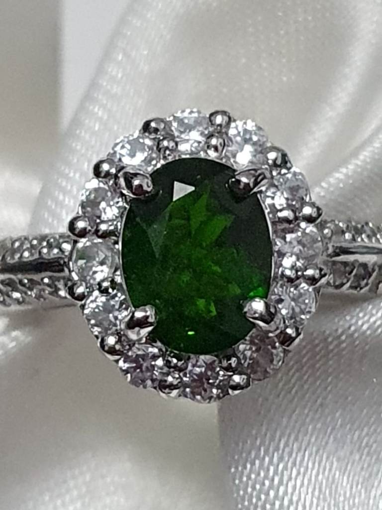 Russian diopside Ring Size M O Only  Silver 925 Platinum Overlay New 
