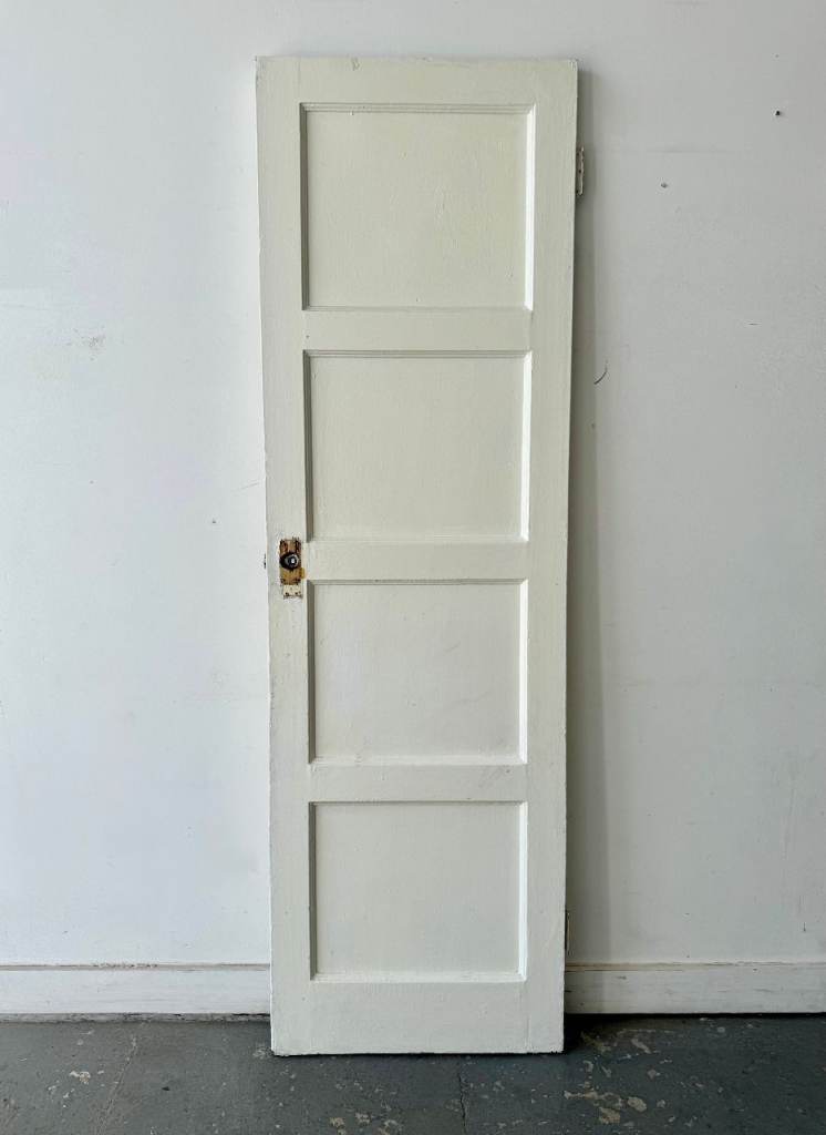 Reclaimed Vintage Four Panel Wooden Cupboard Door – Painted White