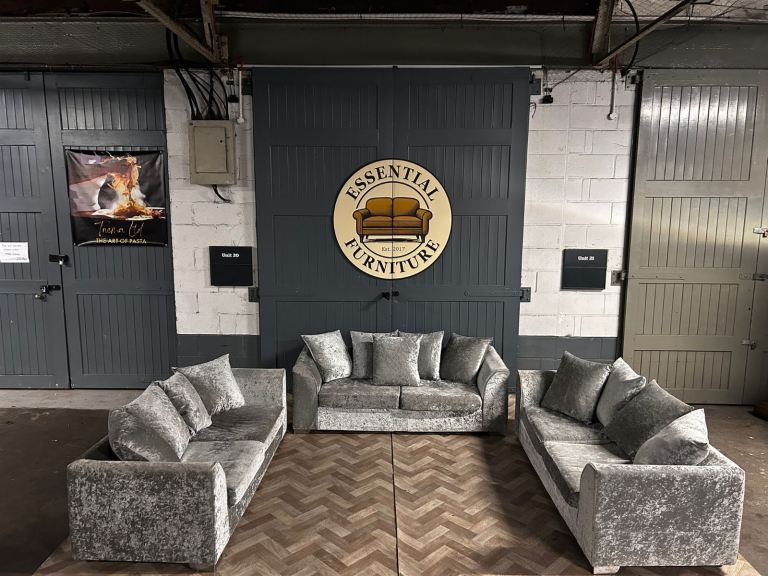 3x crushed velvet sofa set, FREE DELIVERY 