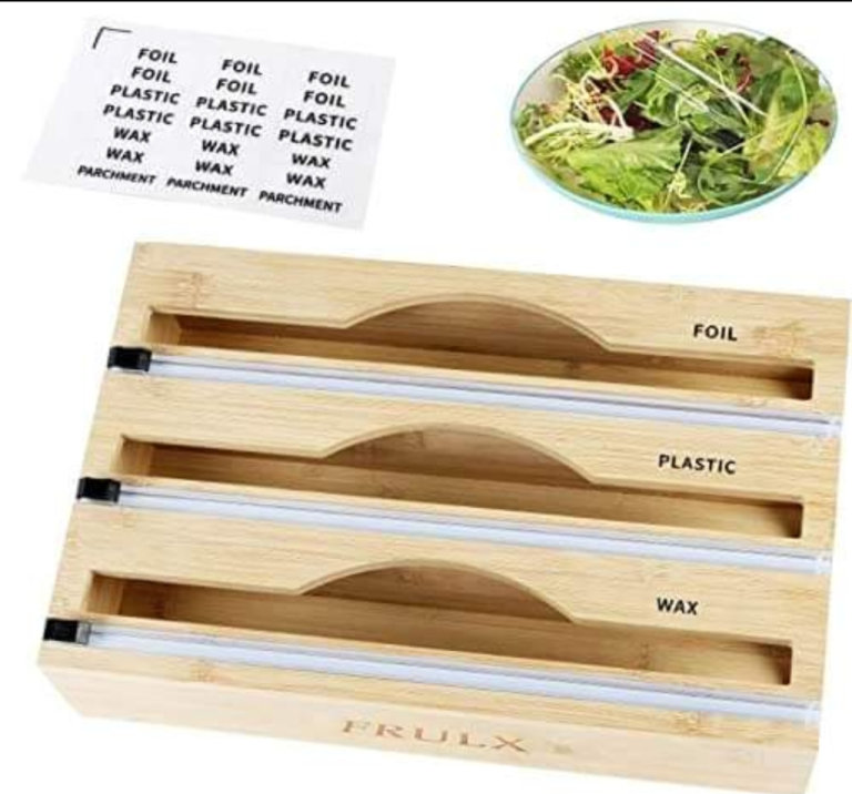 Bamboo Foil Dispenser and Cutter, foil and cling film dispenser, 3-in-1